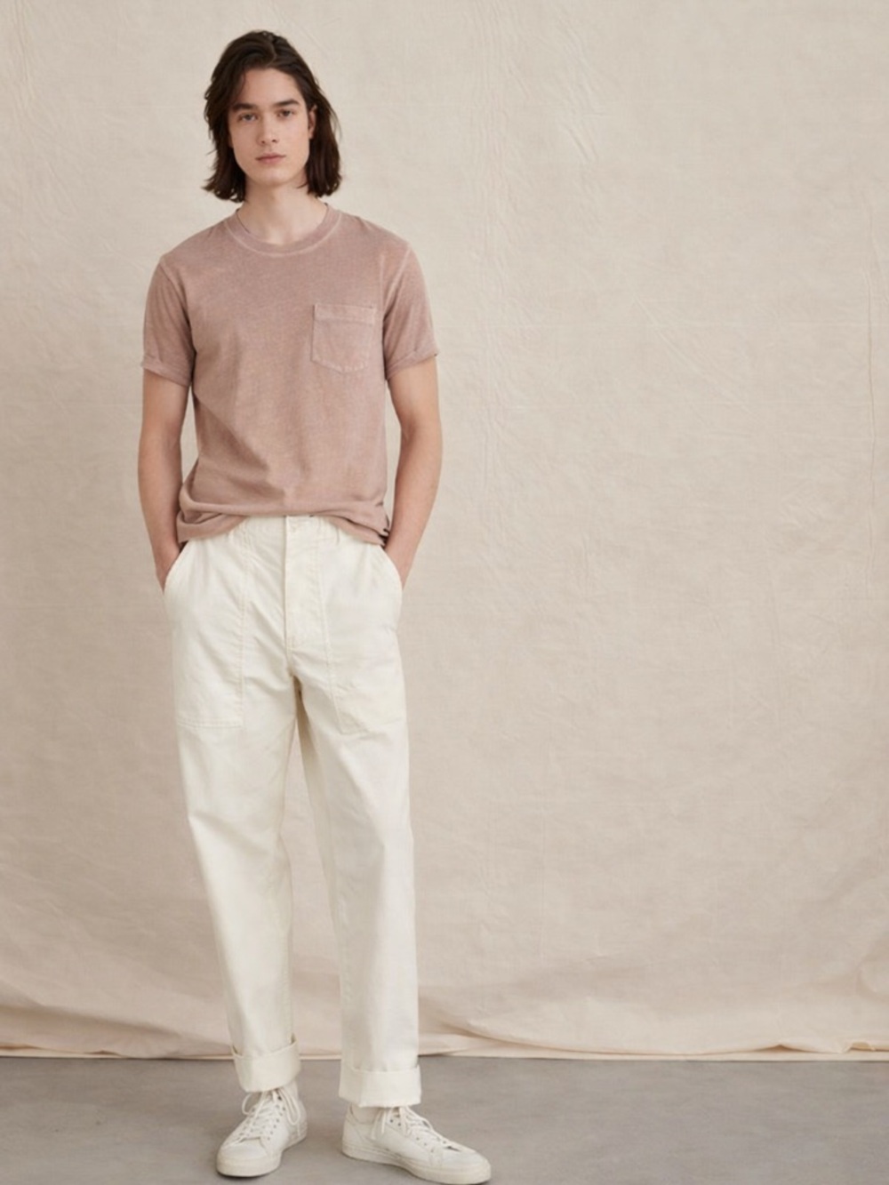 Alex Mill Vintage Wash Pocket Tee Aged Taupe Small
